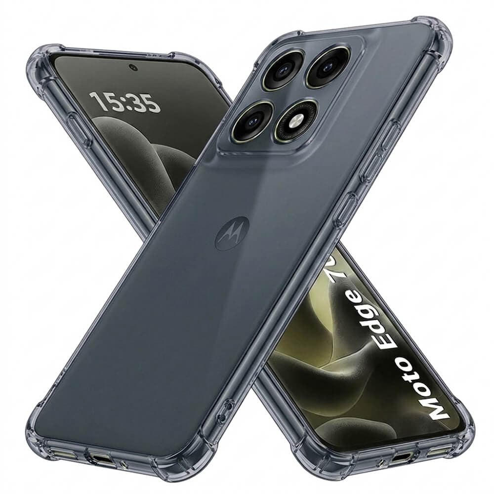 Удароустойчив силиконов (TPU) калъф за Motorola Edge 70 Pro - Techsuit Shockproof Clear Silicone Case (черен-прозрачен)