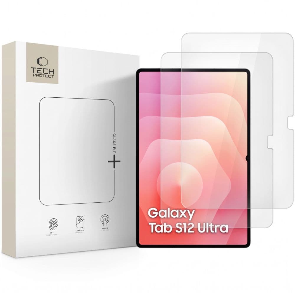Комплект 2 броя стъклено защитно покритие за дисплея на Samsung Galaxy Tab S8 Ultra, S9 Ultra, S10 Ultra, S11 Ultra - Tech-Protect Glass Fit+ 2-pack Tempered Glass