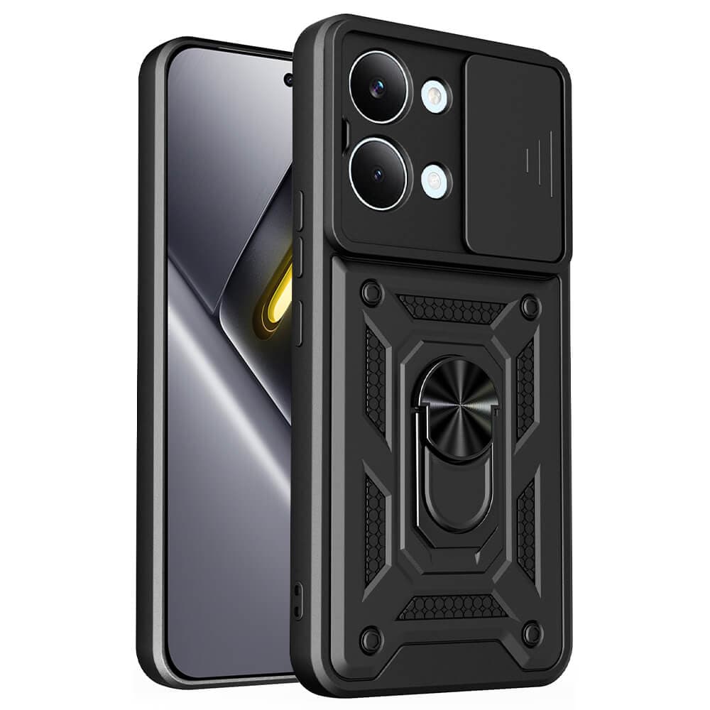 Хибриден удароустойчив кейс с пръстен против изпускане за Xiaomi Poco X8 Pro Max - Techsuit CamShield Case (черен)