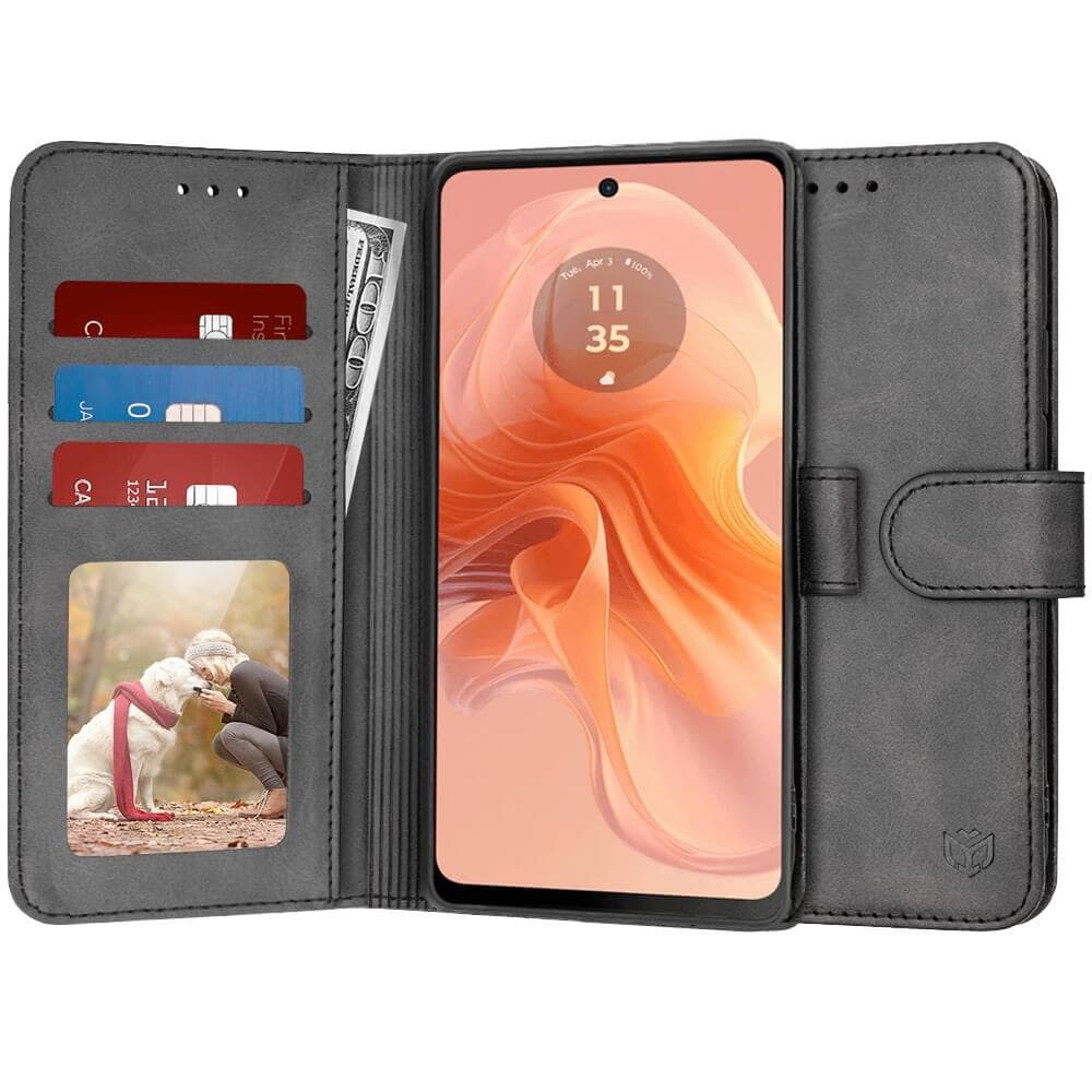 Кожен калъф, тип портфейл за Samsung Galaxy A57 5G - Techsuit Diary Book Wallet Leather Flip Case (черен)