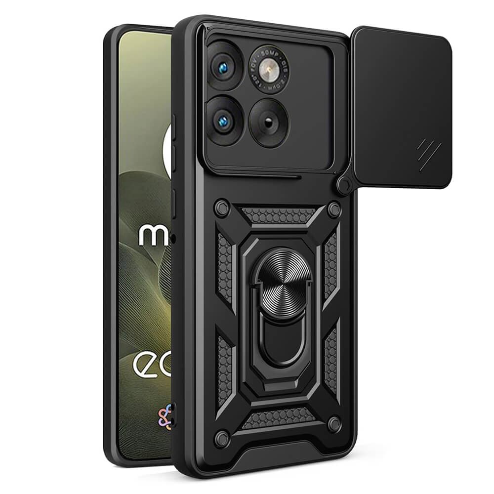 Хибриден удароустойчив кейс с пръстен против изпускане за Motorola Edge 70 - Techsuit CamShield Case (черен)