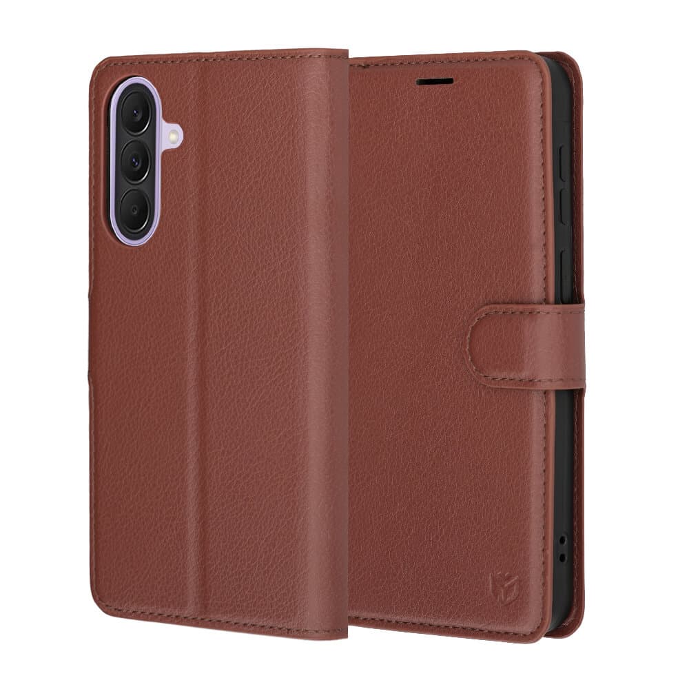 Кожен калъф с поставка и отделение за кр. карти за Samsung Galaxy A37 5G, Galaxy A36 5G - Techsuit Leather Folio (кафяв)
