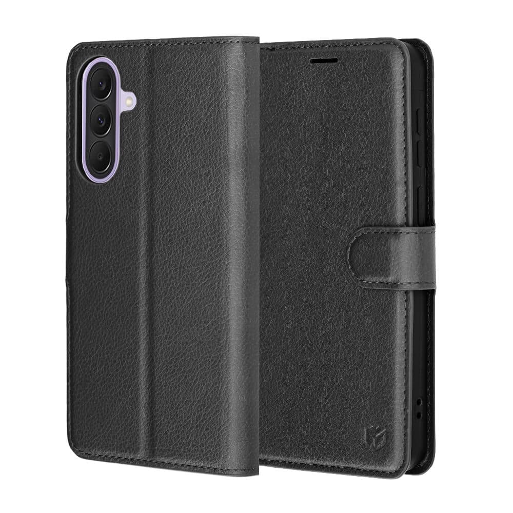 Кожен калъф с поставка и отделение за кр. карти за Samsung Galaxy A37 5G, Galaxy A36 5G - Techsuit Leather Folio (черен)