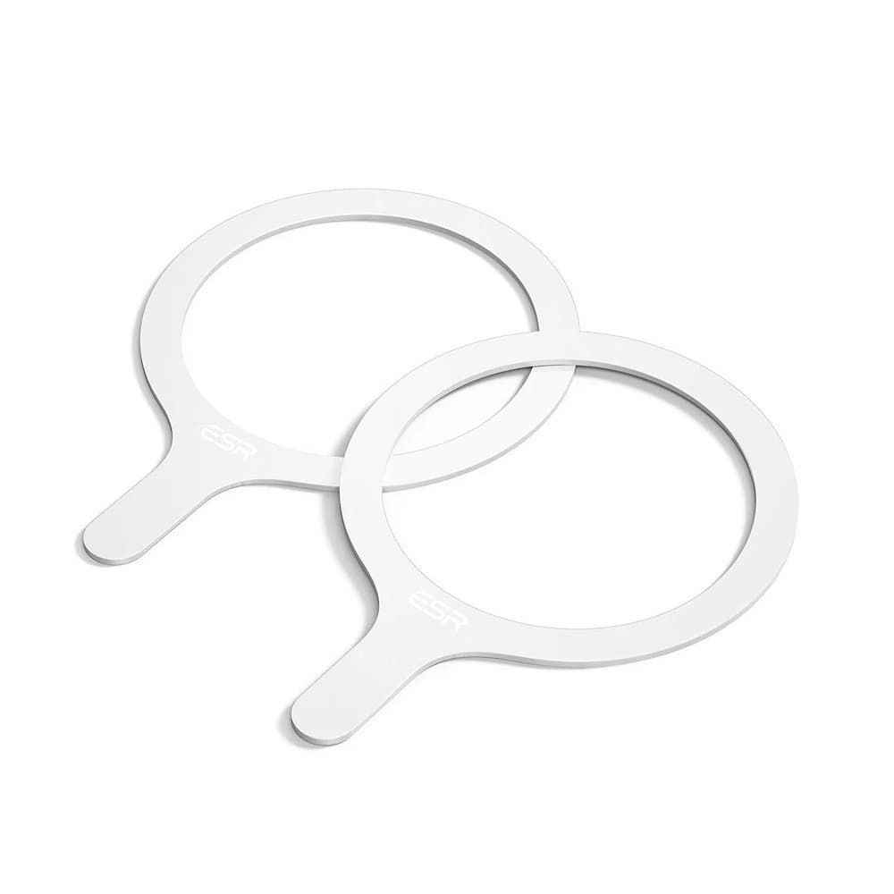 2 броя магнитни дискове за смартфони и кейсове, съвместим с MagSafe аксесоари - ESR Halolock MagSafe Magnetic Ring 2 Pack (бял)