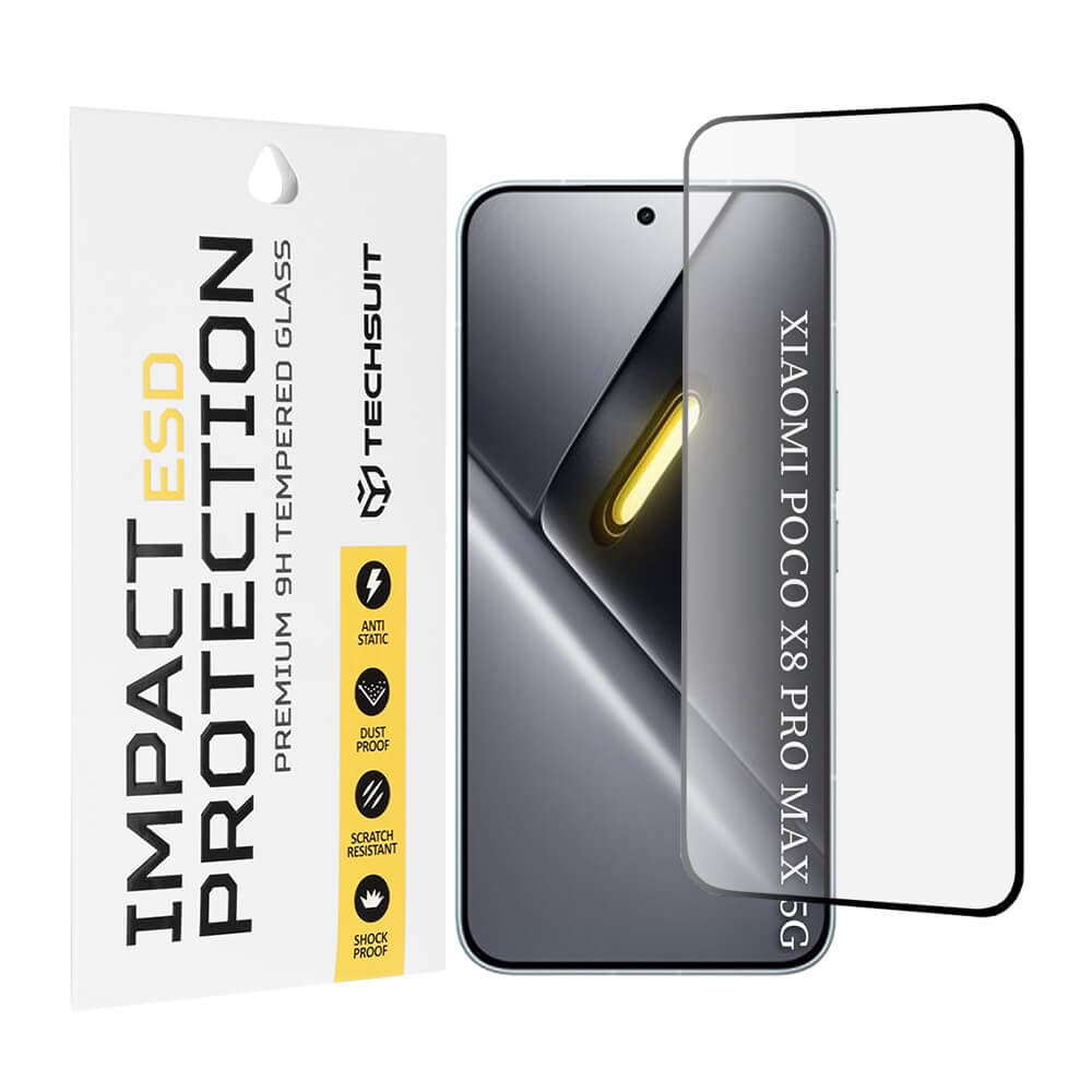 Калено стъклено защитно покритие за дисплея на Xiaomi Poco X8 Pro Max - Techsuit Full Glue Tempered ESD Glass