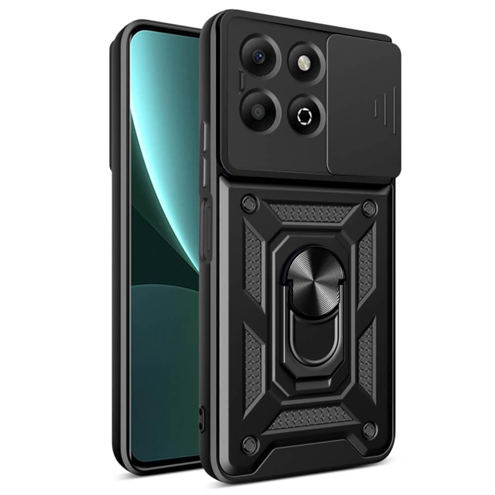 Хибриден удароустойчив кейс с пръстен против изпускане за Honor X6b - Techsuit CamShield Case (черен)