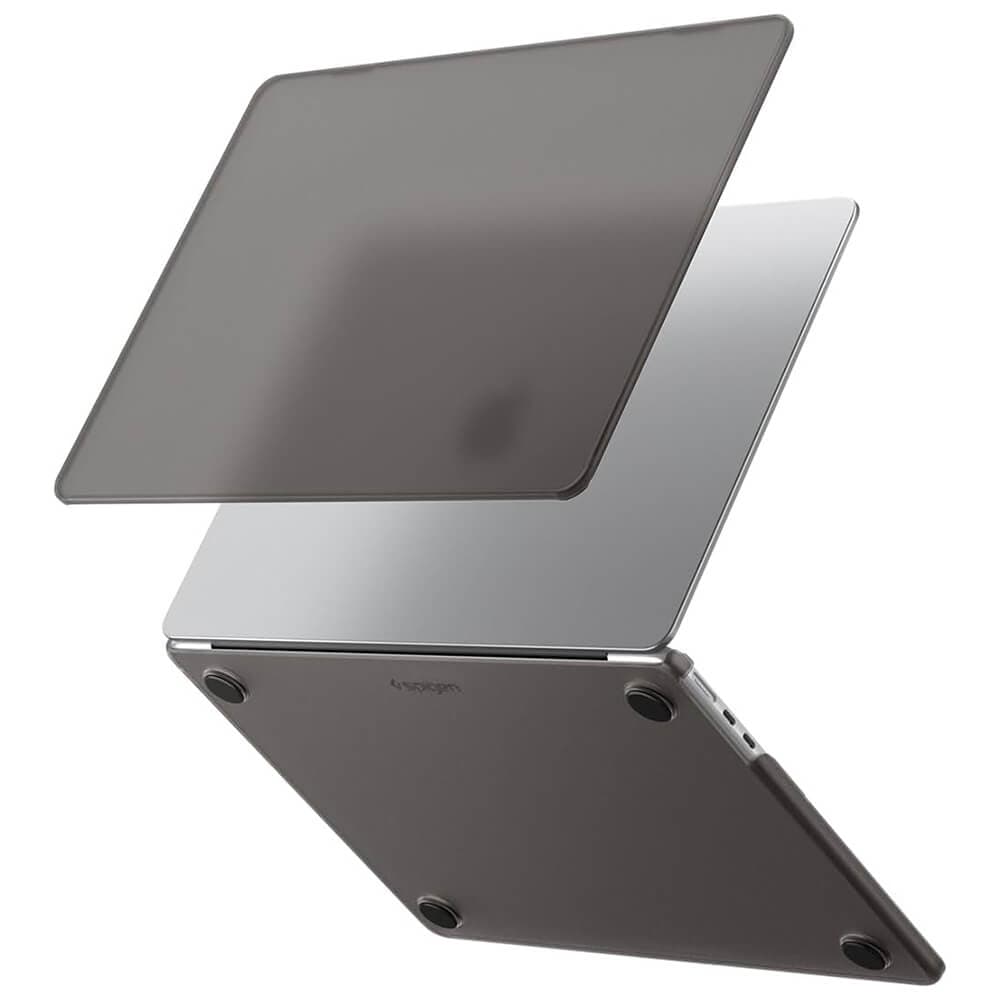 Предпазен поликарбонатов кейс за MacBook Air 13 M2 (2022), MacBook Air 13 M3 (2024), MacBook Air 13 M4 (2025), MacBook Air 13 M5 (2026) - Spigen Airskin Hardshell Case (черен-прозрачен)