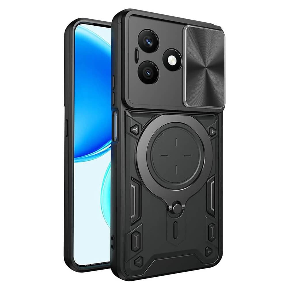 Хибриден удароустойчив кейс с вградена поставка за Honor X8d - Techsuit CamGuard Pro Case (черен)