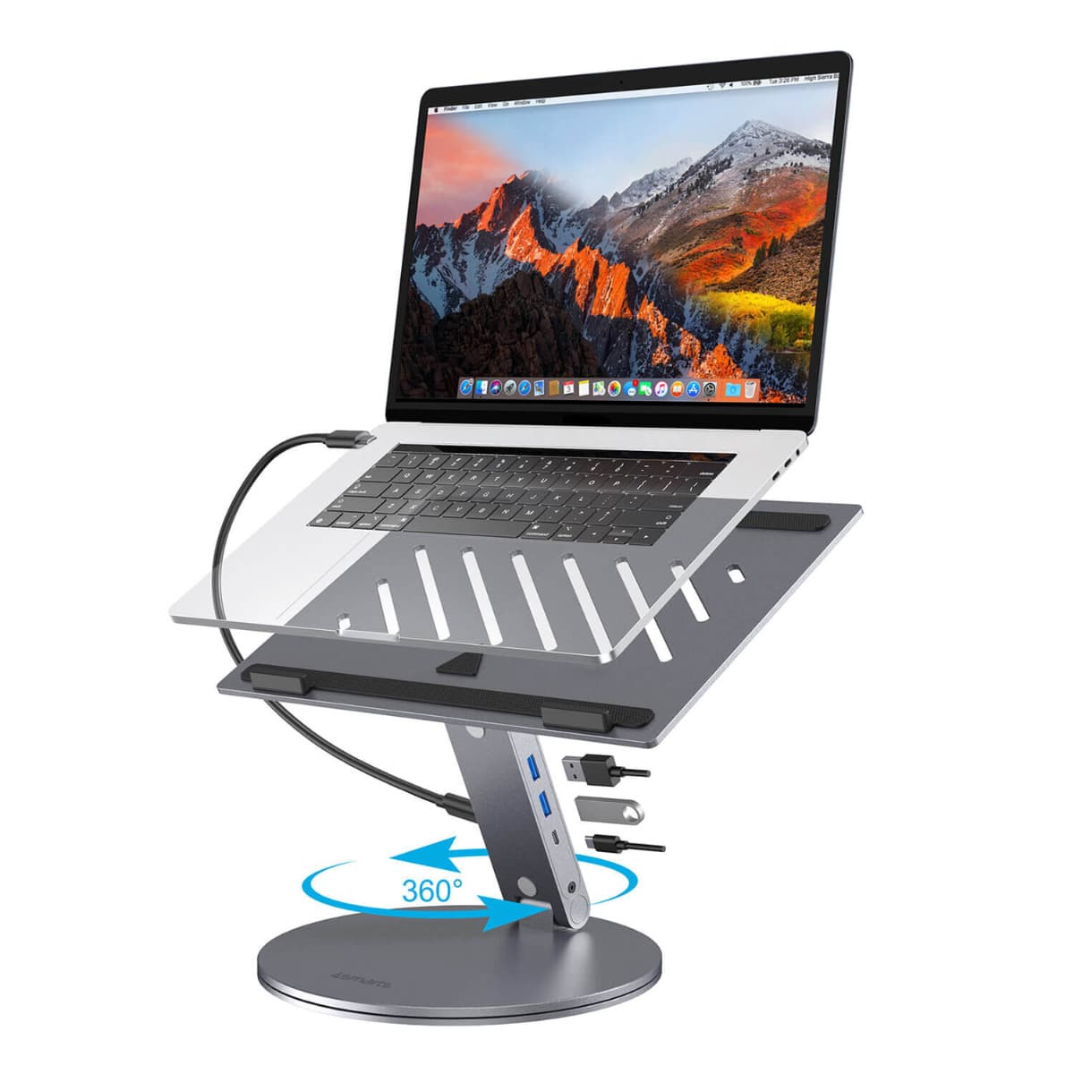 Мултифункционална док станция и поставка - 4smarts Laptop Stand ErgoPro with 6in1 USB-C Dock