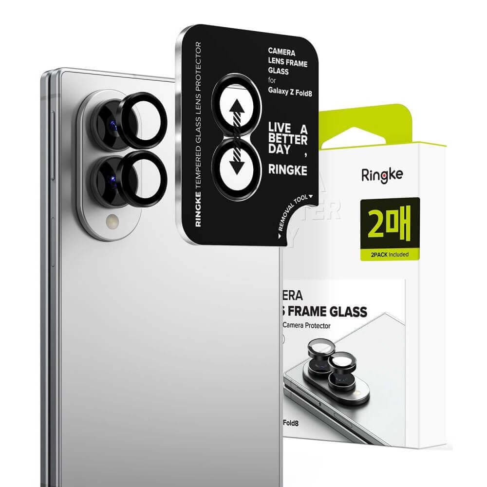 Комплект 2 броя предпазни стъклени лещи за камерата на Samsung Galaxy Z Fold8 - Ringke Camera Lens Glass (черен)