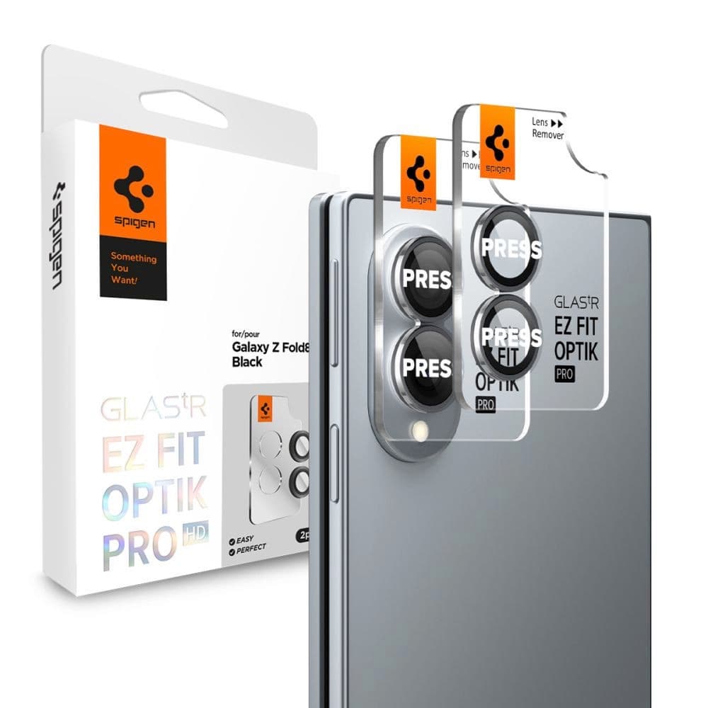 2 комплекта предпазни стъклени лещи за камерата на Samsung Galaxy Z Fold8 - Spigen Glas.tR EZ Fit Optik Pro HD Lens Protector 2 Pack (черен)