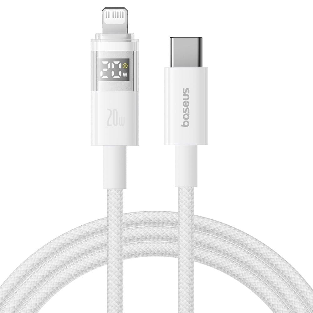 USB-C към Lightning кабел за Apple устройства с Lightning порт - Baseus Digital Display II USB-C to Lightning Cable PD 20W (200 см) (бял)