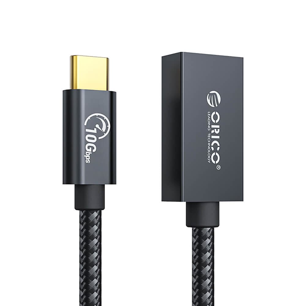 Адаптер от USB-C мъжко към USB-A женско - Orico USB-C to USB-A 3.1 Gen 2 OTG Adapter (30 см) (черен)