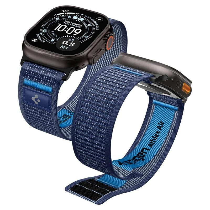 Текстилна каишка за Apple Watch 44мм, 45мм, 46мм, Ultra, Ultra 2, Ultra 3 49мм - Spigen Athlex Air 2 Watchband (син)