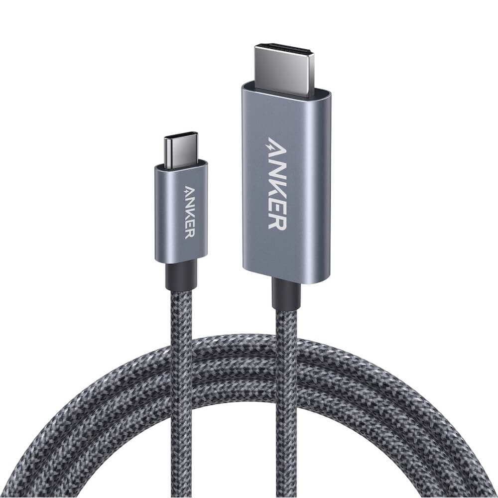Кабел с поддръжка на 4K за свързване от USB-C към HDMI - Anker Nano Braided 4K 60Hz USB-C to HDMI Cable (тъмносив) (180 см)