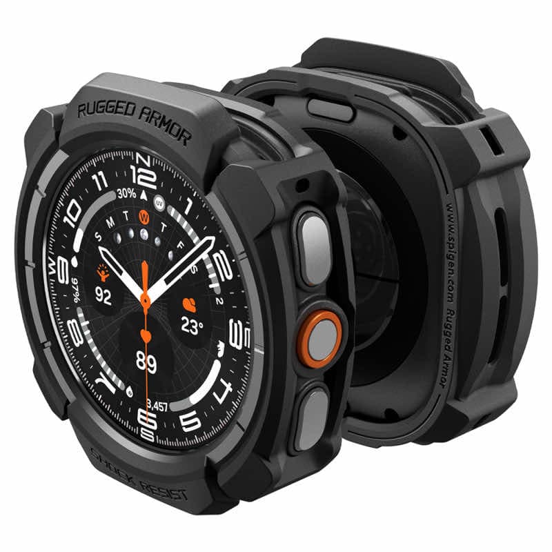 Удароустойчив TPU кейс за Samsung Galaxy Watch Ultra2 - Spigen Rugged Armor Case (черен)