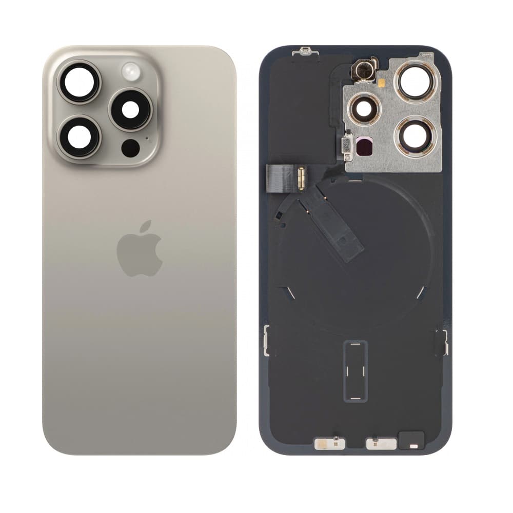 Оригинален резервен заден капак - Apple iPhone 15 Pro Backcover Natural Titanium