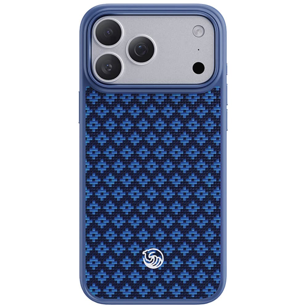 Удароустойчив кевларен кейс с MagSafe за iPhone 18 Pro, iPhone 17 Pro - Benks Magnetic Armor Pro ArmorGrid Kevlar Metal Frame Case 600D (син)