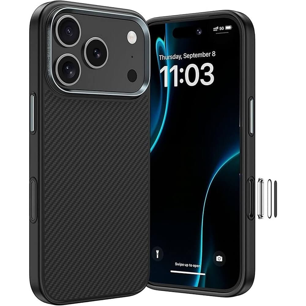 Удароустойчив кевларен кейс с MagSafe за iPhone 18 Pro, iPhone 17 Pro - Benks Magnetic Armor Pro Kevlar Metal Frame Camera Control Case 600D (черен)