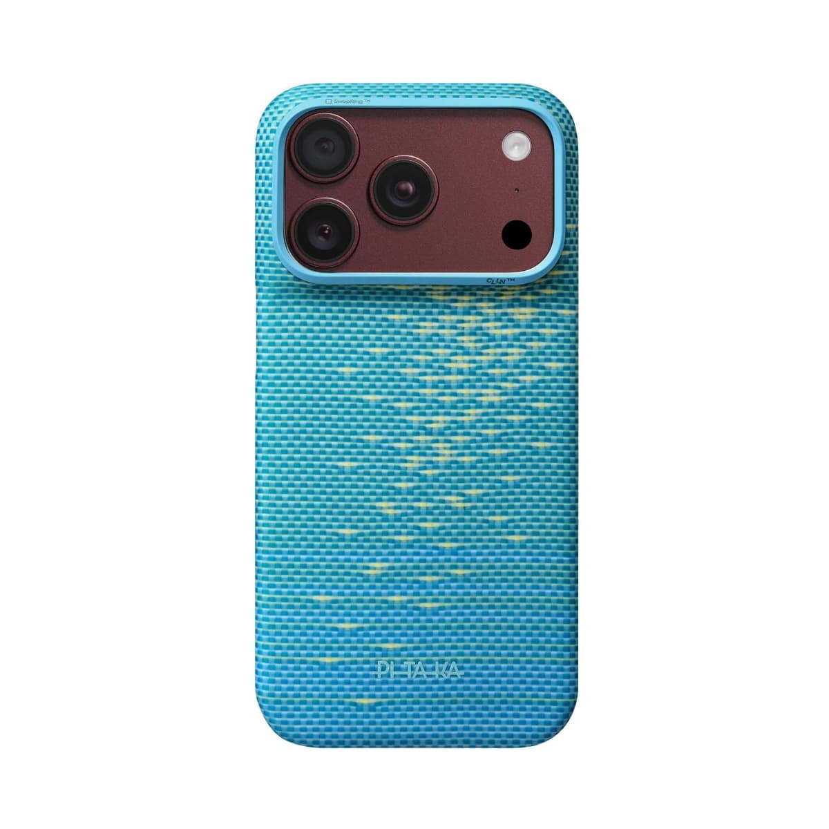 Кевларен кейс с MagSafe за iPhone 18 Pro, iPhone 17 Pro - Pitaka Edge Ultra-Slim Glints of Gold Lucid Blue Aramid Fiber Case