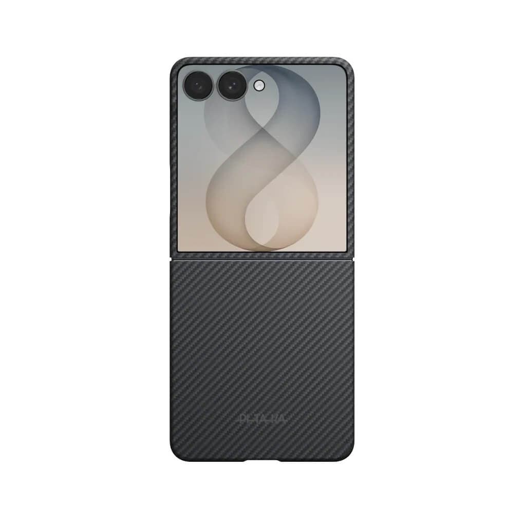 Кевларен кейс с MagSafe за Samsung Galaxy Z Flip8 - Pitaka Edge Ultra-Slim Classic 600D Black-Grey (Twill) Aramid MagSafe Case