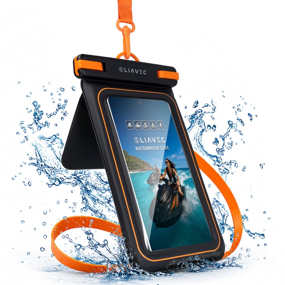 Универсален водоустойчив калъф за смартфони до 6.9 инча - Liavec Aqua Universal Waterproof Case with Airbag & Pocket IPX8 (черен)