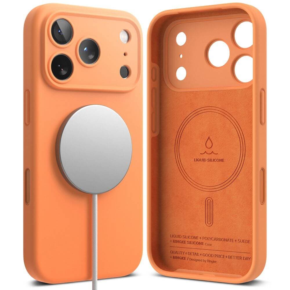 Силиконов (TPU) калъф с MagSafe за iPhone 17 Pro - Ringke Magnetic Soft Silicone Case (оранжев)