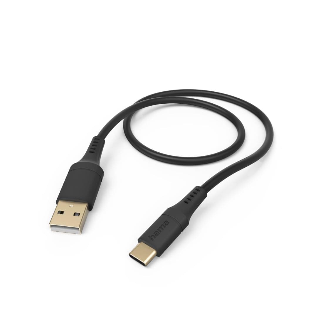 HAMA Кабел за зареждане Flexible, USB-A - USB-C, 1.5 м, силиконов, черен