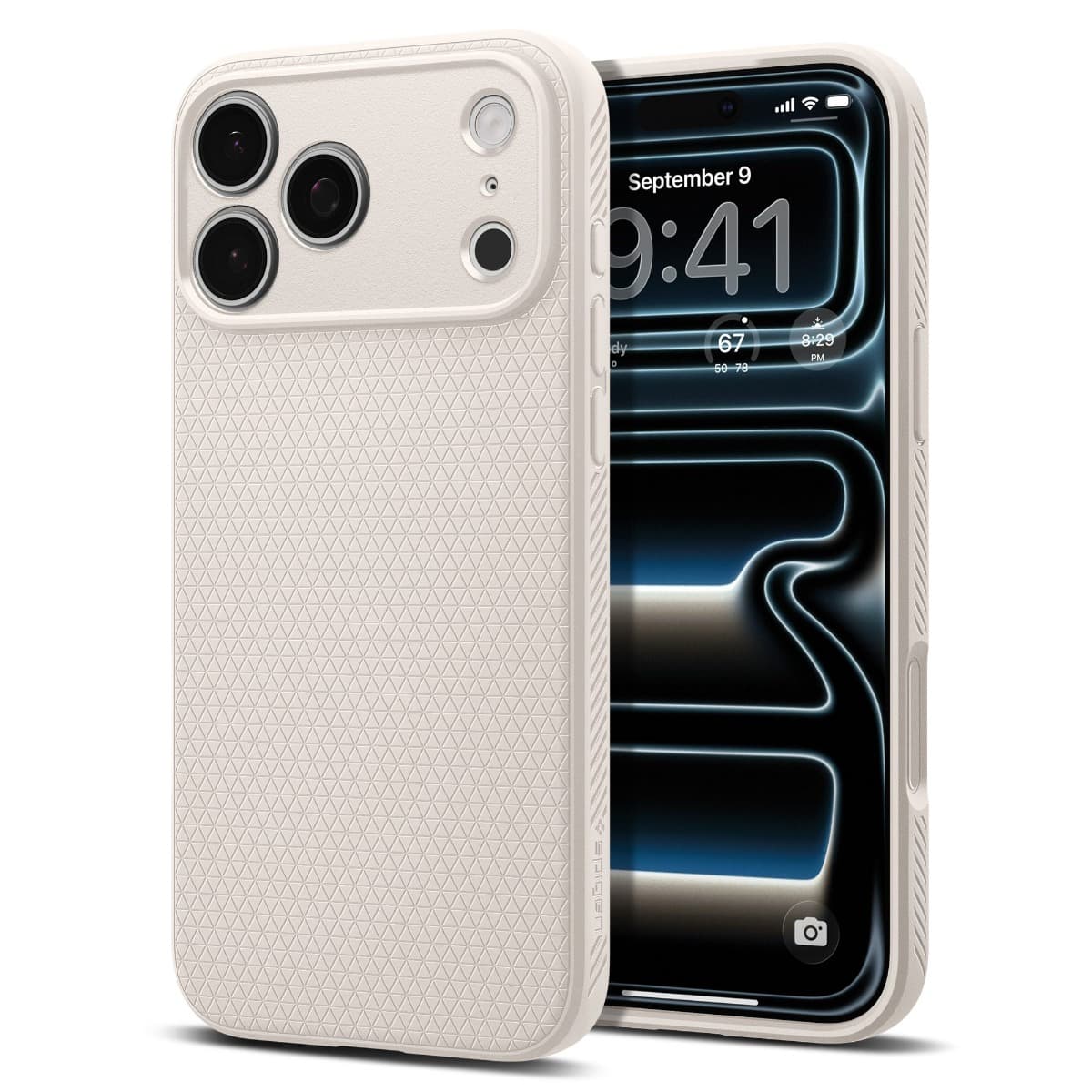 Удароустойчив силиконов (TPU) калъф за iPhone 18 Pro, iPhone 17 Pro - Spigen Liquid Air Case (бежов)