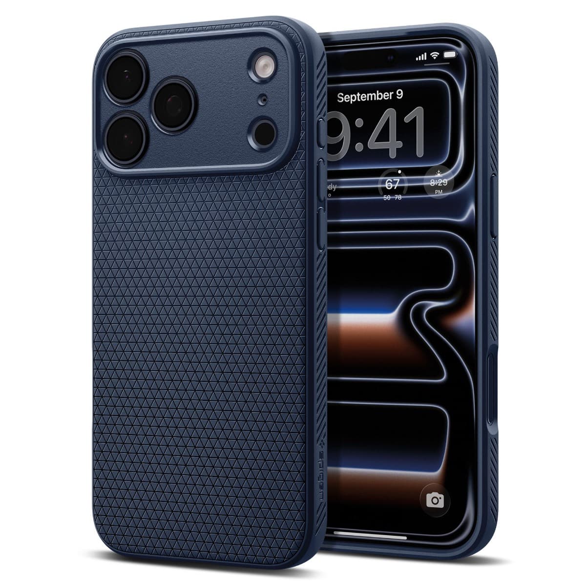 Удароустойчив силиконов (TPU) калъф за iPhone 18 Pro, iPhone 17 Pro - Spigen Liquid Air Case (тъмносин)