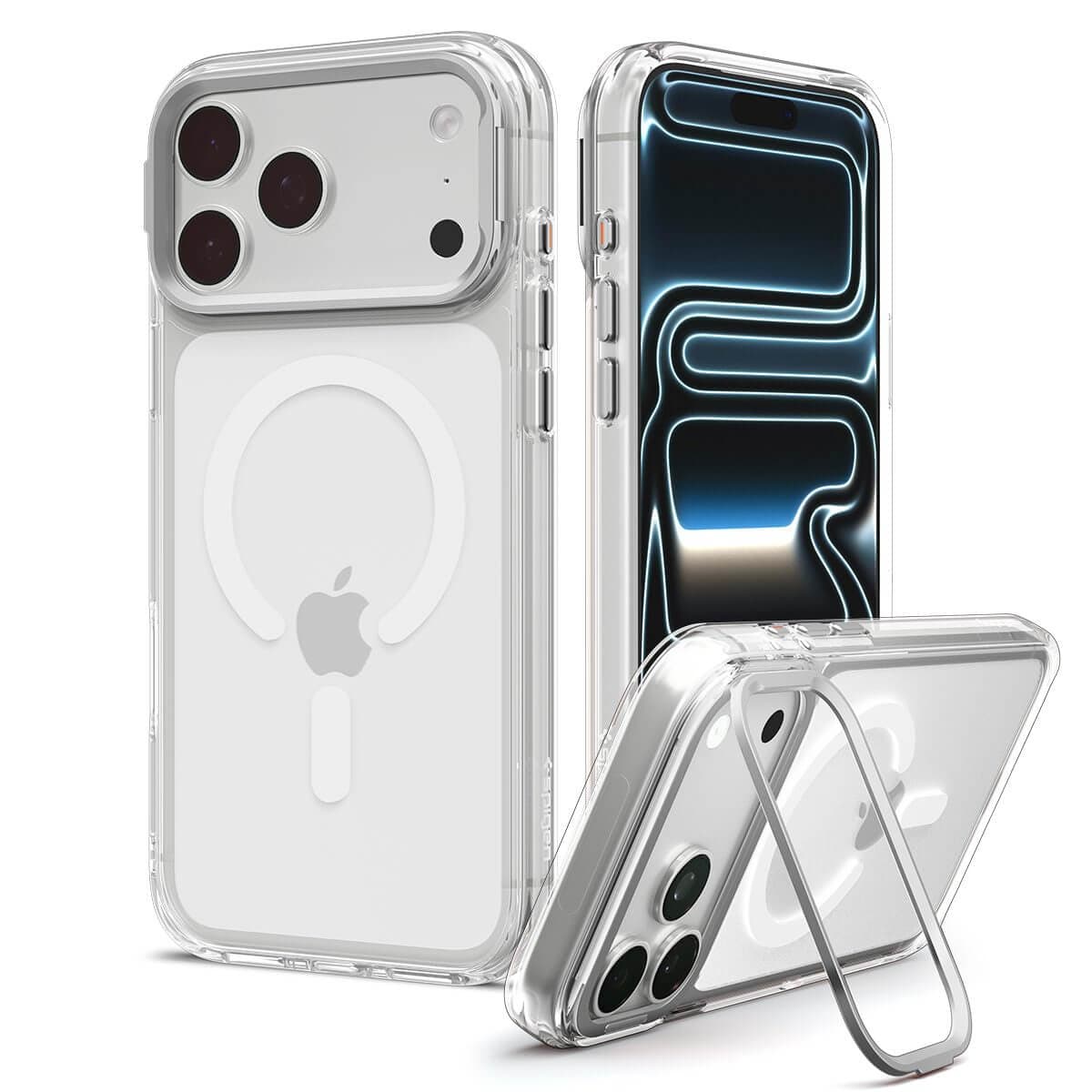 Хибриден кейс с висока степен на защита с MagSafe за iPhone 18 Pro Max, iPhone 17 Pro Max - Spigen Ultra Hybrid Optik S MagSafe (clear silver)