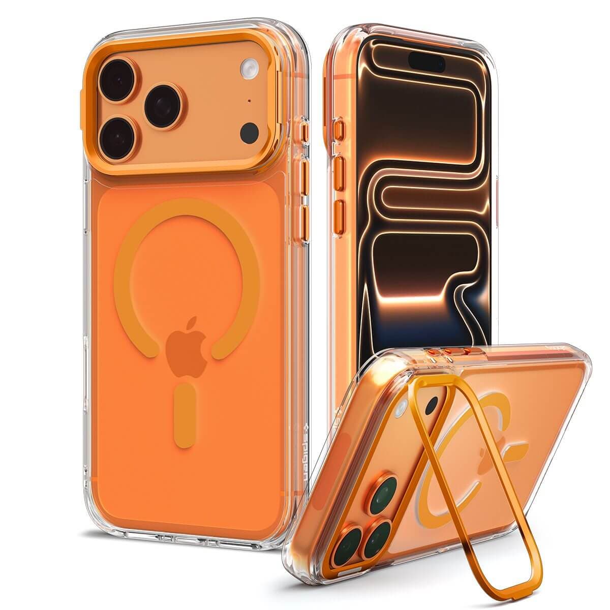 Хибриден кейс с висока степен на защита с MagSafe за iPhone 18 Pro, iPhone 17 Pro - Spigen Ultra Hybrid Optik S MagSafe (clear orange)