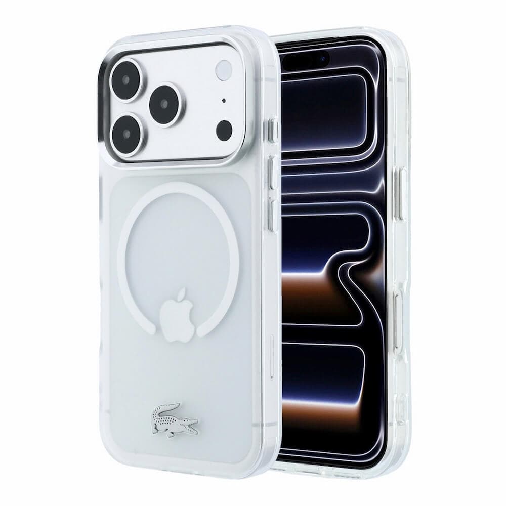 Хибриден удароустойчив кейс с MagSafe за iPhone 18 Pro, iPhone 17 Pro - Lacoste IML Frosted Metal Logo MagSafe Case (transparent)