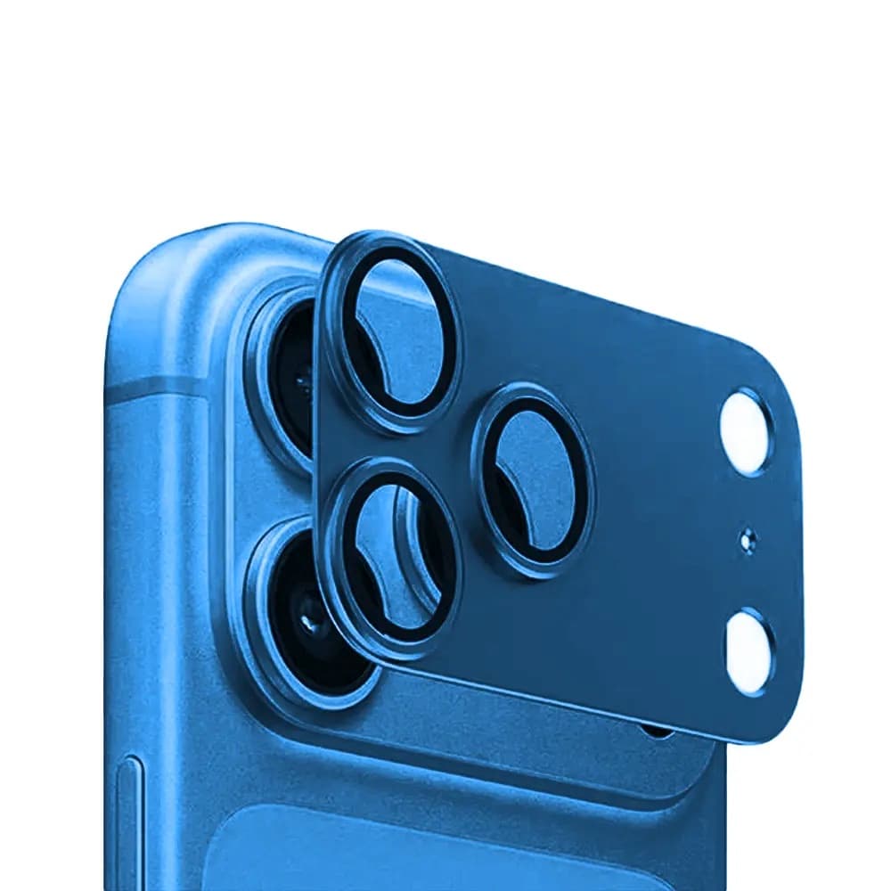 Предпазни стъклени лещи с цяла метална плочка за камерата на iPhone 18 Pro Max - Sunix Camera Lens Module Protector (Blue)