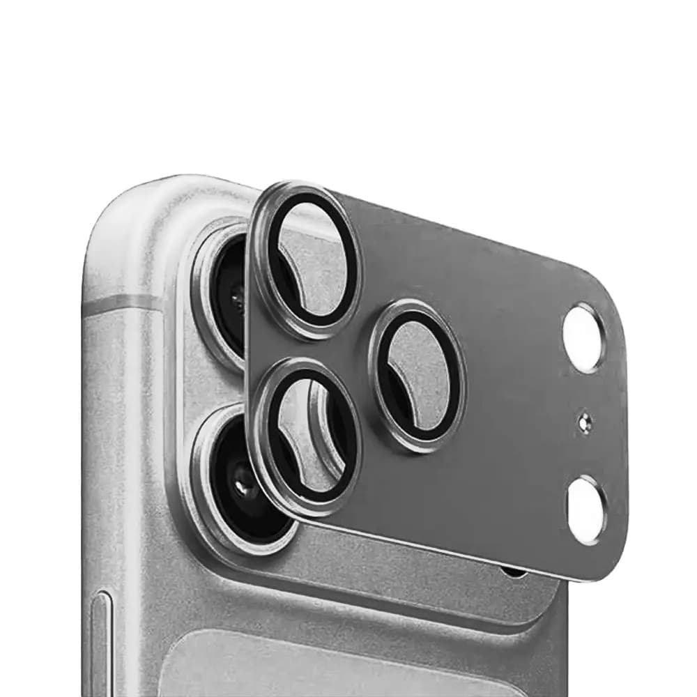 Предпазни стъклени лещи с цяла метална плочка за камерата на iPhone 18 Pro - Sunix Camera Lens Module Protector (Silver)