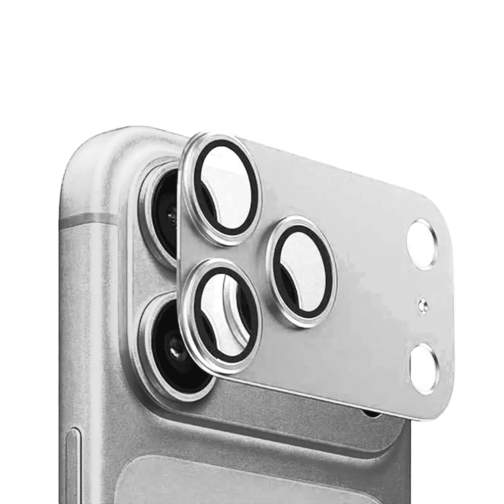 Предпазни стъклени лещи с цяла метална плочка за камерата на iPhone 18 Pro Max - Sunix Camera Lens Module Protector (Transparent)