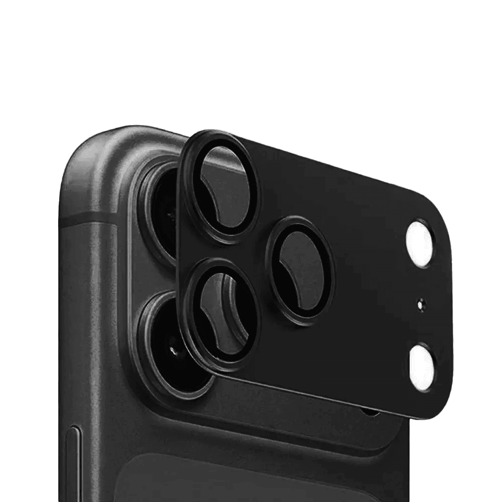 Предпазни стъклени лещи с цяла метална плочка за камерата на iPhone 18 Pro - Sunix Camera Lens Module Protector (black)