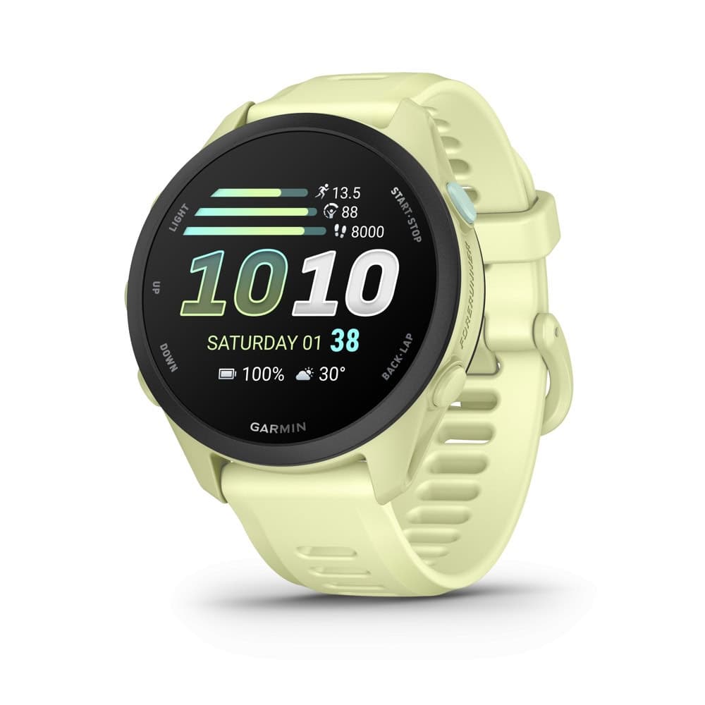 Смарт часовник Garmin Forerunner 70, 1.2" (3.04cm) AMOLED дисплей, Bluetooth, Wi-Fi, сензор за околна светлина, акселерометър, пулсомер, 5ATM водоустойчивост, до 13 дни време на работа, над 80 спортни режима, зелен