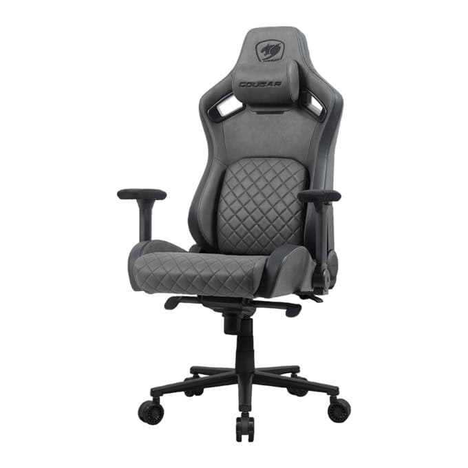 Геймърски стол Cougar Gaming Defensor S Jet Gray F, до 150kg, Class 4 газов амортисьор, 4D регулируеми подлакътници, лумбална опора, заден джоб, сив