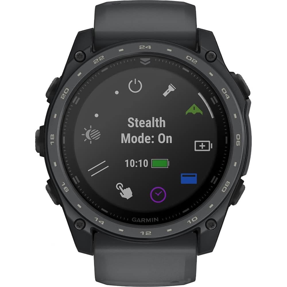 Смарт часовник Garmin tactix 8 - 51mm AMOLED Edition, 1.4" (3.56cm) AMOLED дисплей, Bluetooth, ANT+, Wi-Fi, GPS, жироскоп, режим за нощно виждане, следене на съня, 10ATM, до 16 дни време на работа, сив със Slate Grey Cerakote покритие
