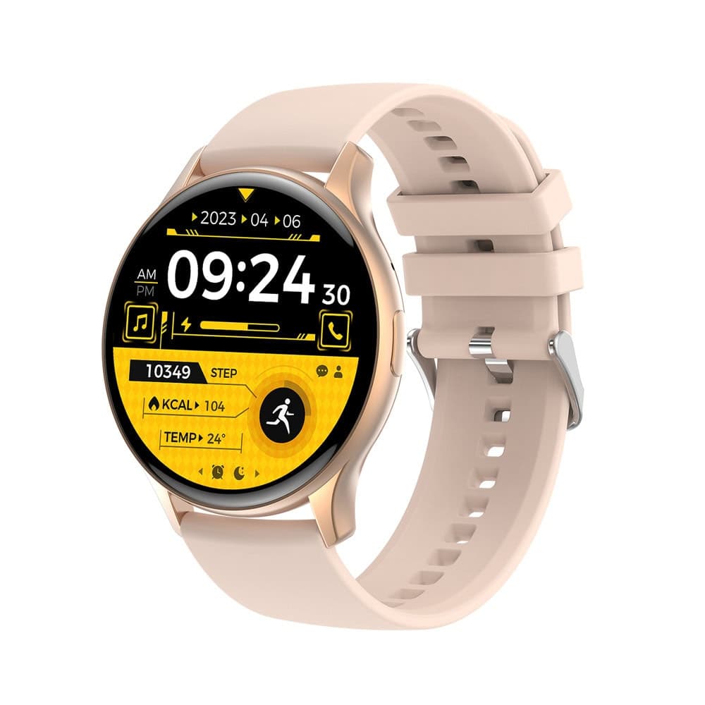Смарт часовник Lemfo HK89, 1.43" (3.63cm) дисплей, Bluetooth, сензор за следене на калории, IP68 защита, до 7 дни живот на батерията, спортни режими, розово злато