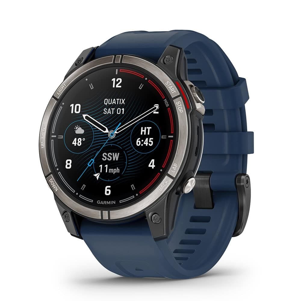 Смарт часовник Garmin Quatix 7 Pro, 1.3" (3.3cm) AMOLED дисплей, Bluetooth/Wi-Fi, барометър, термометър, 10ATM водоустойчивост, до 16 дни време на работа, топографски карти, син