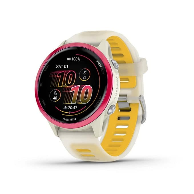 Смарт часовник Garmin Forerunner 570, 42mm, 1.2" (3.04cm) AMOLED дисплей, Bluetooth/Wi-Fi, сензор за околна светлина, акселерометър, 5ATM водоустойчивост, до 10 дни време на работа, жълт