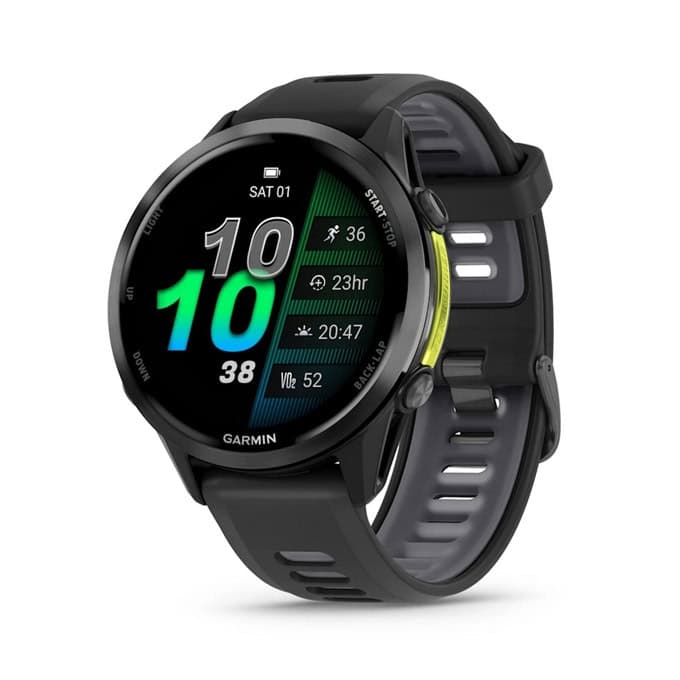 Смарт часовник Garmin Forerunner 970, 1.4" (3.55cm) AMOLED дисплей, Bluetooth/Wi-Fi, барометър, акселерометър, пулсомер, 5ATM водоустойчивост, до 15 дни време на работа, черен