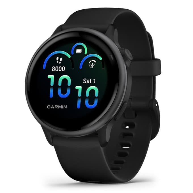 Смарт часовник Garmin vivoactive 6 (010-02985-00), 1.2" (3.04cm) AMOLED дисплей, GPS, 8GB Flash памет, треньор на съня, функции за голф, термометър, акселерометър, 5ATM, до 11 дни време на работа, Slate с Black каишка