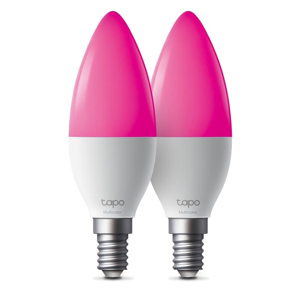 Смарт крушка TP-Link Tapo L430C(2-Pack), Wi-Fi, B38, E14, 4.8W, 2500K-6500K, 470lm, Android/iOS, димираща, RGB, 2бр.