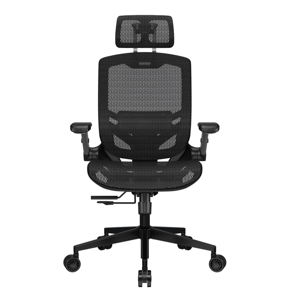 Геймърски стол Cougar Gaming Speeder One, до 120kg, дишаща материя, Class 4 газов амортисьор, 2D регулируеми подлакътници, 3D регулируема облегалка, лумбална опора, черен