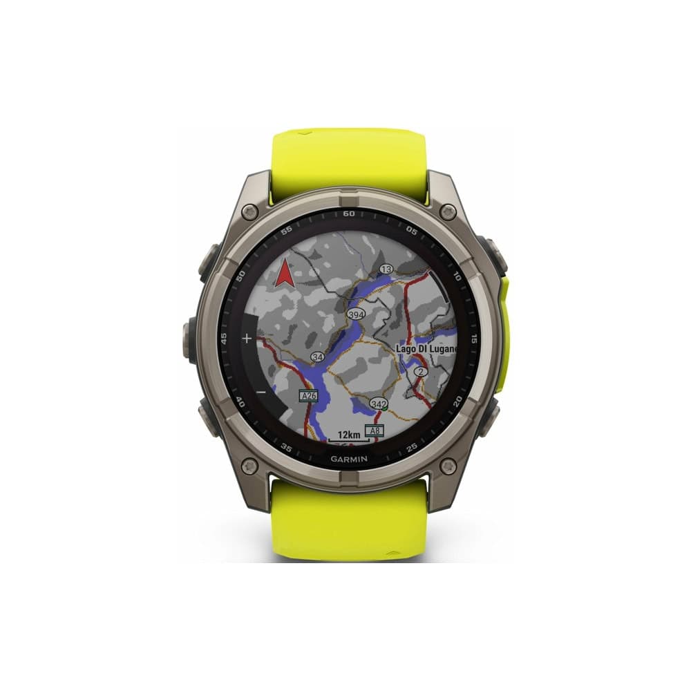 Смарт часовник Garmin FENIX 8 - 47 мм, Solar Sapphire, 1.3"(3.30), 32 GB вградена памет, Bluetooth, ANT, GPS, компас, 21 дни време на работа, съ силиконова каишка, жълт