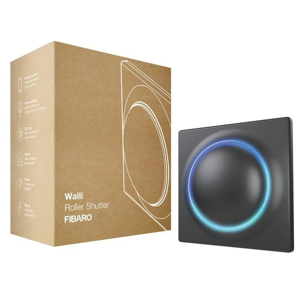 Смарт превключвател Fibaro Walli Roller Shutter (FGWREU-111), за стена, димиращ, за управление на еднофазни устройства захранвани с променлив ток, Z-Wave радио протокол, бял