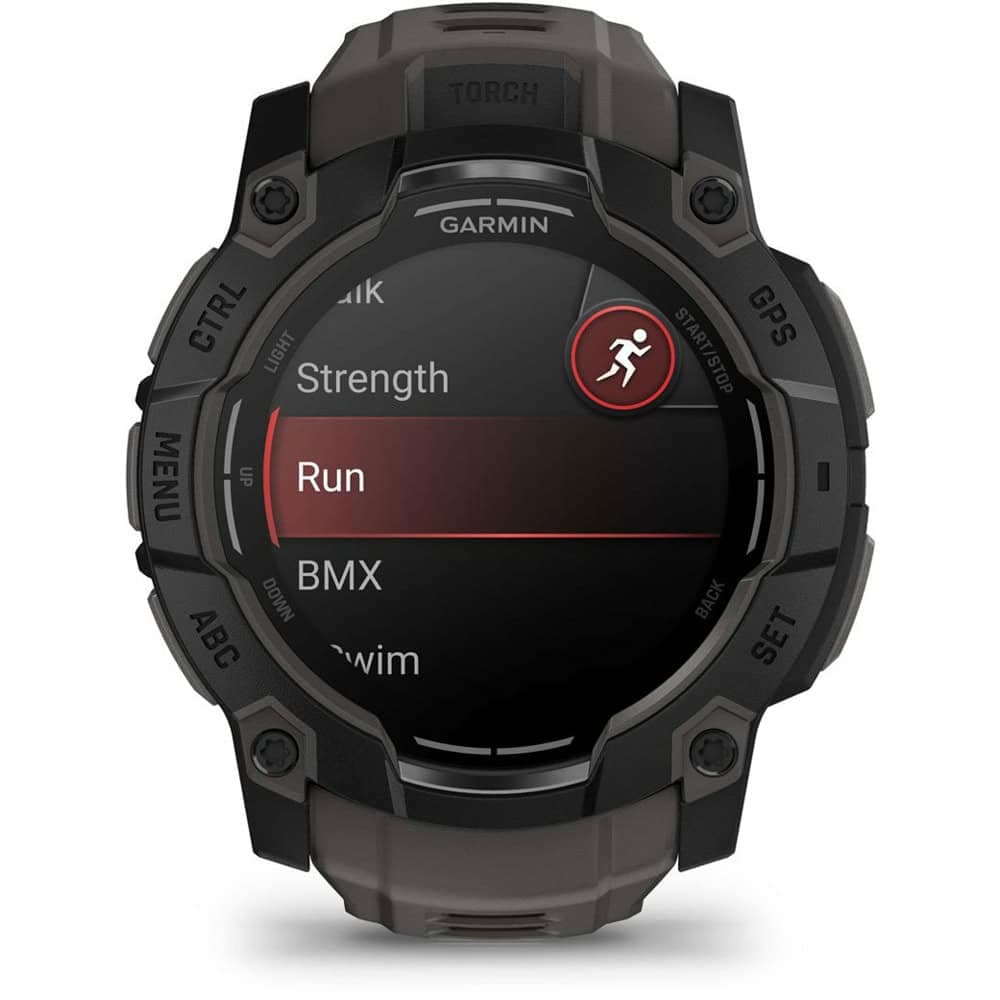 Смарт часовник Garmin Instinct 3 - 50mm AMOLED Black, 1.3" (3.3cm) AMOLED дисплей, Bluetooth, ANT+, GPS, 4GB Flash памет, акселерометър, пулсомер, компас, термометър, Connect IQ, до 24 дни живот на батерията, черен